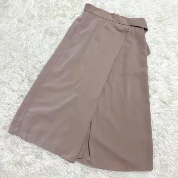 VIS 새상품급 랩 팬츠 벨트풍 광택감 깔끔한 베이지 ( S )