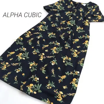 새상품급 ALPHA CUBIC 꽃무늬 롱 원피스 네이비