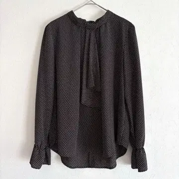 새상품급 SHIPS 보타이 블라우스 올 패턴 코몬 무늬 밴드 카라