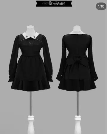 Dimmoire 고스트 메이드 십자가 드레스 블랙