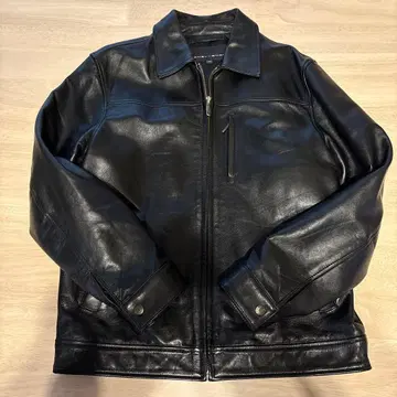 CHEVIGNON 블랙 가죽 싱글 라이더 자켓 M