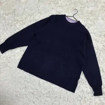 JEUNE MAMAN 하이 게이지 니트 긴팔 무지 심플 네이비 (XL)