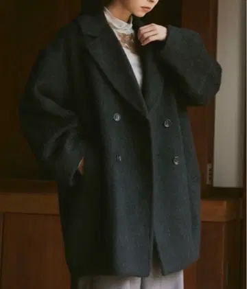 Happy John 울 블렌드 샤기 코쿤 P 코트