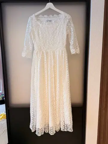 화이트 레이스 원피스 L