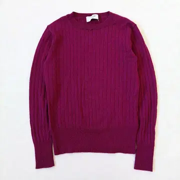 슬로브 이에나 니트 울 100% 리브 얇은 소재 퍼플