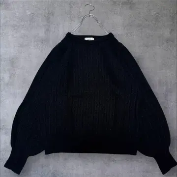 새상품급 쉽스 울 혼방 헤링본 퍼프 슬리브 니트 풀오버