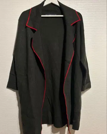 ZARA KNIT 카키/레드 롱 가디건 S