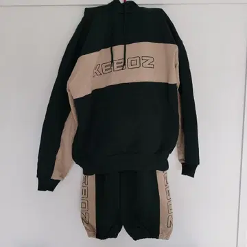 KEBOZ 후드 부착 맨투맨 셋업 L 사이즈 상당!! 다크 그린