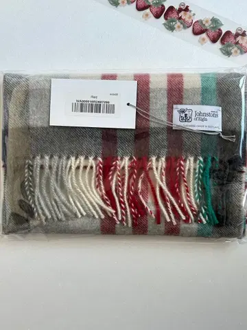 새상품 존스턴즈 캐시미어 머플러 깅엄 체크 레드/RU6872