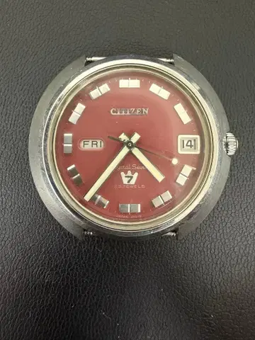CITIZEN 크리스탈세븐 자동 와인딩 23석 빨간색 다이얼 작동