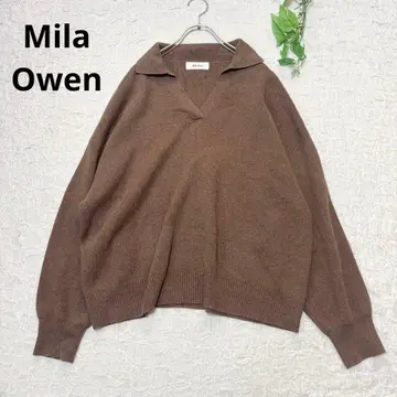 Mila Owen*카라 부착 오버 사이즈 니트 브라운 프리 사이즈
