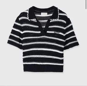 시스루 니트 폴로 반팔 네이비 에이미 이스트 월