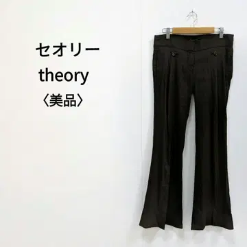 theory 린넨 믹스 팬츠 다크 브라운 여성용