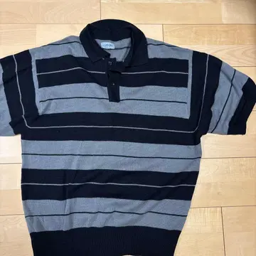 [CAL TOP 칼탑] 니트 피케 셔츠 보더 치카노