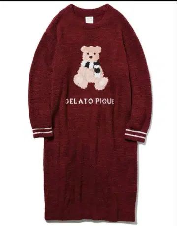 젤라또피케 파우더 모티브 드레스 원피스 곰 베어 보르도