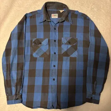 빅 사이즈 XL 70s~ 플란넬 셔츠 USA제 BIGMIKE 블루 블랙