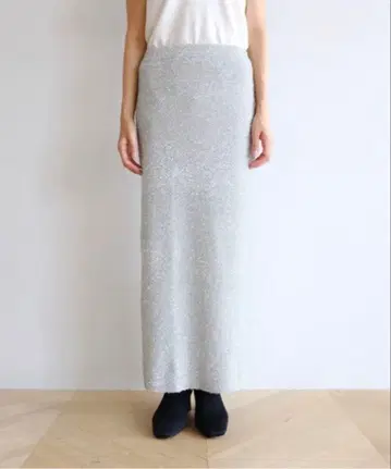 시루무린 라메 니트 타이트 스커트 실버