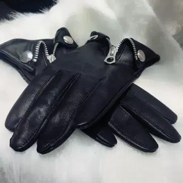 시바라이즈 블랙 가죽 장갑 지퍼 포함