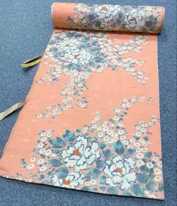 미재단 코몬 옷감 꽃무늬 코랄 핑크 순수 실크