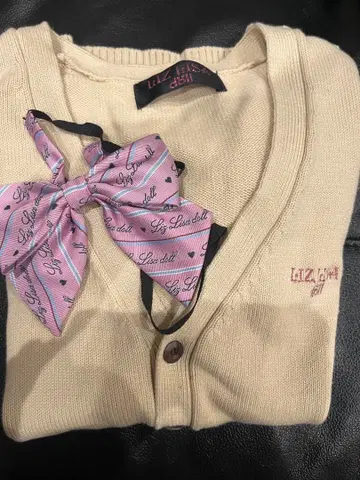LIZ LISA 크림색 가디건 리본