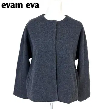 컨디션 최상 evam eva 프레스 울 코트 1 다크 그레이 무지