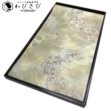 후쿠로 오비 도초 능화문 꽃무늬 금은사 청백자색 가드 가공 O-4680