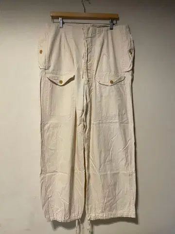 화이트 카고 팬츠 코튼 4 포켓