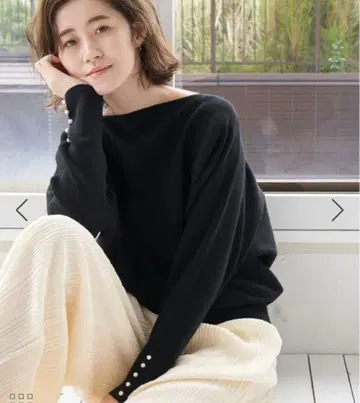 로페피크닉 마쉬멜로우 니트 소매 펄 돌먼 상의 블랙 38