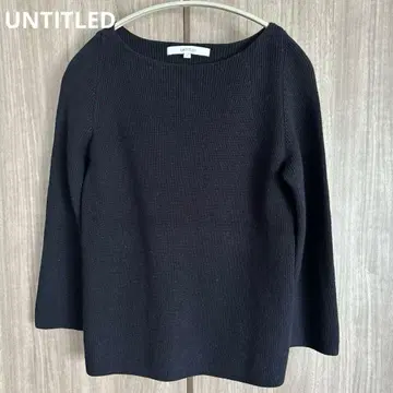 UNTITLED 니트 네이비 구부 소매