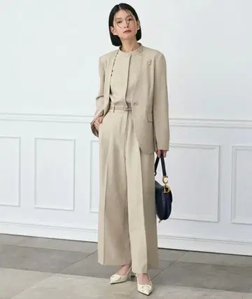 그레이지 슬리브리스 올인원 와이드 팬츠 셋업