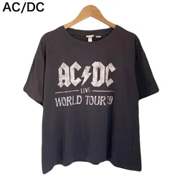 AC/DC 밴딩 T셔츠 락 여성용 프린트 빅 로고 둥근넥 반팔