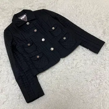 TO BE CHIC 퀼팅 자켓 안감 도트 무늬 블랙 사이즈 42