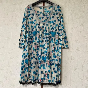 미사용 SUNAO KUWAHARA 하트 무늬 튜닉 원피스 에이넷 M