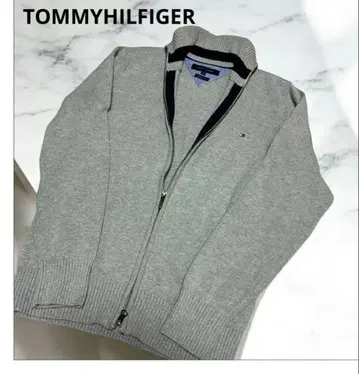 타미 힐피거 그레이 집업 가디건 니트 M