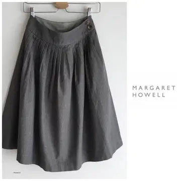 마가렛호웰 무릎 아래 기장 울 혼방 턱 개더 스커트 일본제