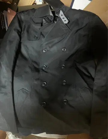 블랙 더블 브레스트 트렌치코트 사이즈 L