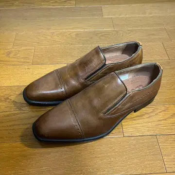 브라운 가죽 슬립온 비즈니스 슈즈