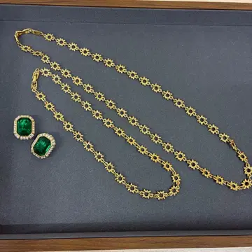 니나리치 빈티지 귀찌 & 목걸이 세트 [ 골드 ]