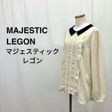 MAJESTIC LEGON 레이스 자수 카라 부착 시스루 여성용