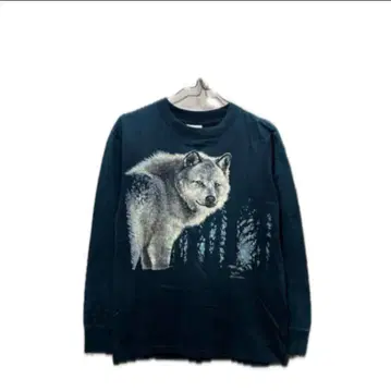 90s USA제 구제 의류 늑대 프린트 롱티 롱T 애니멀 ONITA
