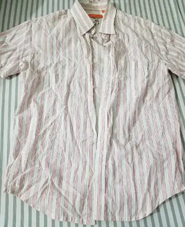 스트라이프 반팔 셔츠 코튼