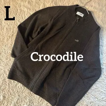 미사용 새상품 Crocodile 다크 그레이 집업 가디건 울 L