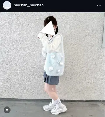 페이짱 키라키라 토트백 화이트 곰 토끼