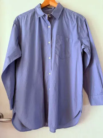 어반 리서치 도어스 코튼 레귤러 카라 오버 셔츠 블루