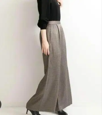 IENA 하이웨스트 체크 팬츠 와이드 팬츠 일본제 34