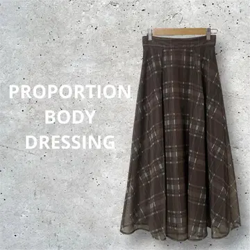 [ PROPORTION ] 미인백화계 에어리 체크 롱 플레어 스커트 S