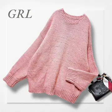 그레일 오버 사이즈 니트 핑크 포근하고 넉넉한 걸리시 성숙/러블리