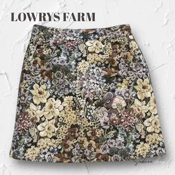 Y5695 [ 로리즈팜 ] 자카드 미니 스커트 꽃무늬 레트로 럭셔리 M