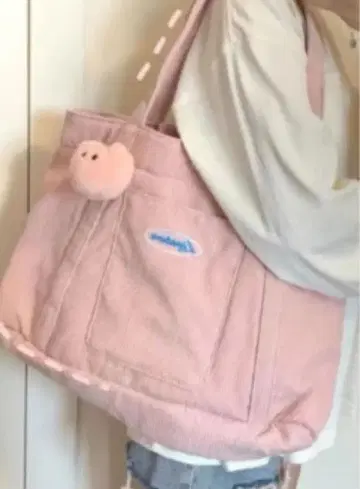 코듀로이 핑크 토트백