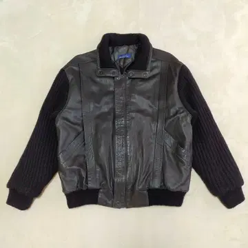 80S 90S 재팬 빈티지 짧은 기장 소매 니트 절개 가죽 자켓